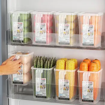 Ящик для хранения продуктов, овощей и фруктов с боковой дверцей холодильника, с ручкой для домашней кухни, контейнеры для холодильника, Органайзер для ящиков