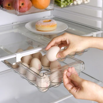 Органайзер для холодильника Стеллаж для хранения фруктов и яиц В холодильнике, Выдвижной ящик для холодильника, Кухонный органайзер для хранения свежих продуктов