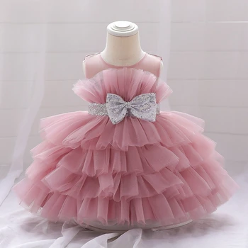 Летнее розовое детское платье с сетчатым зонтиком, платье принцессы для новорожденных девочек, платье на день рождения, годовалое платье, юбка для банкета, детское платье Vestidos