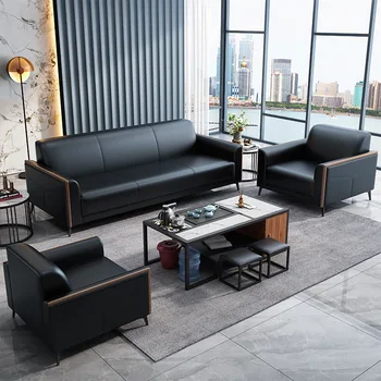 Простой современный офисный диван для деловой приемной, небольшой китайский офисный диван на троих, комбинация журнальных столиков