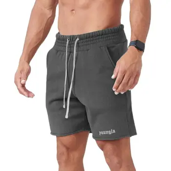 Хлопчатобумажные спортивные шорты для бега Мужские летние Тренировочные брюки для тренажерного зала, фитнеса, Бодибилдинга, Бермуды, Мужские Тренировочные спортивные штаны для тренировок