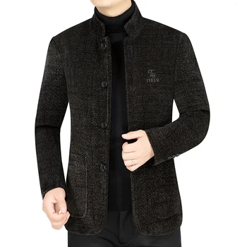 Высококачественное Новое Модное Шерстяное пальто 2023 года, Мужская Повседневная куртка, Осенне-зимнее Войлочное Короткое пальто с лацканами, M-4XL
