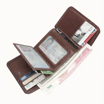 Винтажные Rfid-кошельки из натуральной кожи для мужчин, многофункциональный ID, держатель кредитной карты, сумка для денег, мужской кошелек для монет