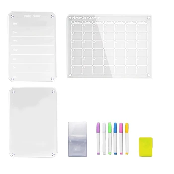 1 комплект для холодильника Доска для сухого стирания Календарь Еженедельный ежемесячный план питания Лист для планирования Прозрачный