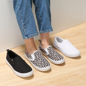 Женская парусиновая обувь с леопардовым принтом: повседневная обувь с низким верхом и круглым носком на шнуровке для легкого комфорта