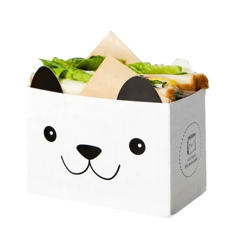 Индивидуальный продукт, Изготовленный по индивидуальному заказу Корейский пакет из плотной бумаги для тостов, Одноразовая мультяшная упаковочная коробка для завтрака