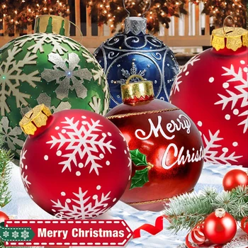 Украшение рождественского шара 60 см Рождественский орнамент на открытом воздухе Украшение Рождественской елки Надувной воздушный шар из ПВХ Домашний Рождественский подарок Вечеринка