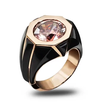 Новое модное восьмиугольное кольцо для женщин с розовым цирконом Трендовое кольцо на палец Женские вечерние украшения