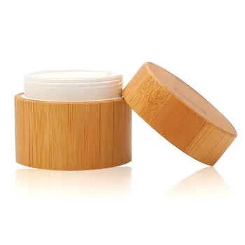 Баночка из экологически чистого натурального бамбука с гравировкой логотипа, косметическая упаковка из пластика Pp, деревянная завинчивающаяся крышка, круглый прозрачный крем для лица