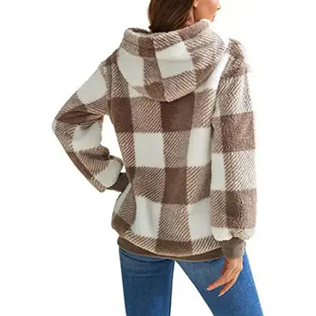 Женский свитер с капюшоном, теплый плюшевый пуловер, толстовка, Уютная женская толстовка с длинным рукавом на шнурке, стильная для осени /зимы