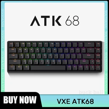Механическая клавиатура ATK68 Gamer 68 клавиш Киберспортивный Магнитный Переключатель Проводная Клавиатура RGB PBT Колпачки для клавиш С горячей заменой V-Hub Игровые Клавиатуры
