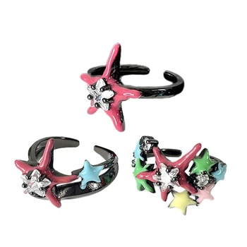 Модные пятиточечные открытые кольца Y2K, наращиваемые резинки для пальцев, хип-хоп кольца, кольца-обещания в стиле панк, вечерние украшения
