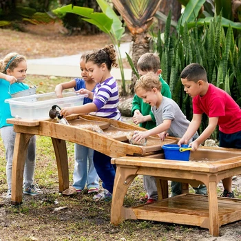 Садовая мебель для детского сада, кухонная игрушка для ролевых игр, раковина из цельного дерева, детский игровой домик, детский стол для игры с песком и водой