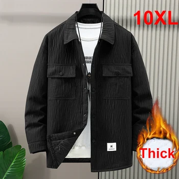 Осенне-зимняя Толстая куртка Для мужчин, Большие размеры 10XL, однотонные куртки, пальто, Модная Повседневная куртка-карго, Большой Размер 10XL