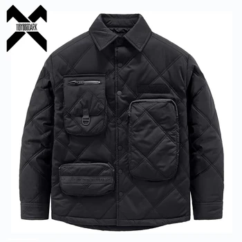 Функциональная куртка-парка 2023, осень-зима, Harajuku, Дизайн с большим карманом, Стеганые куртки, Плотное теплое пальто Ourwear, Тактическая техническая одежда