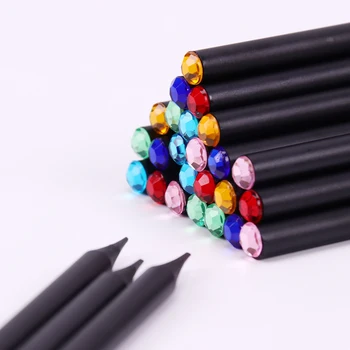 12ШТ Черный стержень HB карандаш С красочным бриллиантом Kawaii Школьная живопись Рисование Письмо Детский карандаш