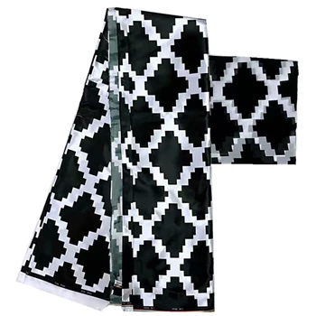 Африканская шелковая ткань для женского платья, атласный шелк с шифоном, 4 + 2 ярда, новинка