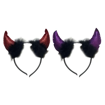 Обруч для волос с рогом дьявола, женская фотография, повязка на Голову для косплея на Хэллоуин, прямая поставка