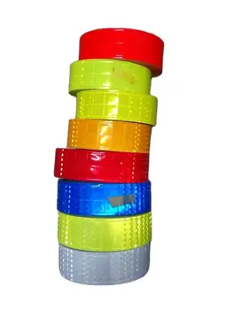 5 см * 50 м Ночная светоотражающая Многоцветная лента из ПВХ для шитья одежды, мигающие Маленькие квадратные водонепроницаемые флуоресцентные предупреждающие полоски