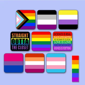 LGBTQRound / Square Pride Радужные гей-Булавки Флаг педерастия лесбиянка бисексуалка транссексуал Гендерный символ булавка Значок брошь истребительница демонов