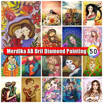 Сумка на молнии Merdika Diy 5D AB Diamond Painting Girl 3D Алмазная вышивка мозаика Мультфильм Полная квадратная круглая вышивка крестом подарок