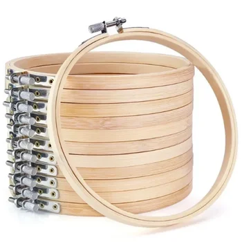 Бамбуковая игла для вышивания обручами 10 шт./компл. Набор деревянных колец Рамка 10-30 см Инструмент для вышивания DIY Craft