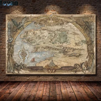 Европейская средневековая ретро-карта Средиземья Карта мира Алмазная Вышивка Алмазная живопись Украшение гостиной спальни Живопись