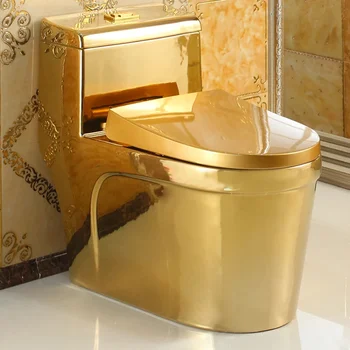 Европейский золотой унитаз Креативное искусство Смывной унитаз Супер Вихревой цветной Водосберегающий туалет-бар с защитой от запаха