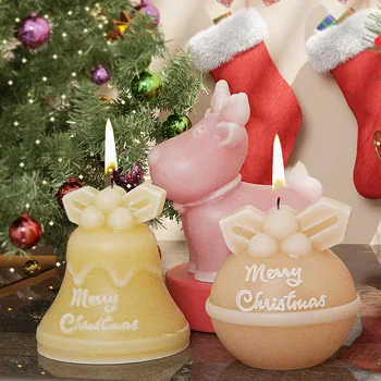 Рождественская силиконовая форма для свечей, Рождественский носок, Колокольчик, Снеговик, Лось, Санта-Клаус, Гипсовый орнамент, Формы для свечей из эпоксидной смолы