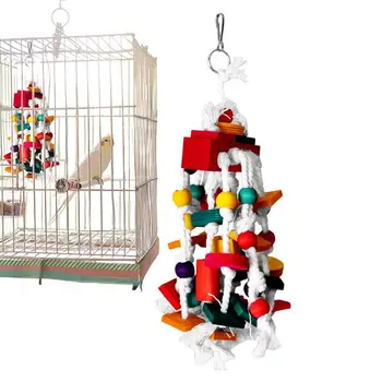 Игрушки для жевания птиц для попугаев, разноцветные натуральные деревянные кубики, игрушка для обогащения, разноцветная натуральная экологичная игрушка для обогащения