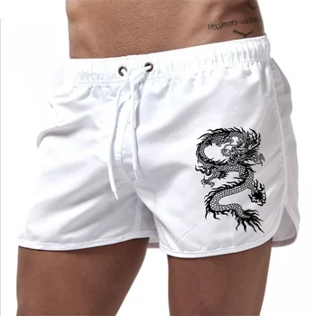 Модные мужские шорты 2024, летние пляжные короткие штаны с принтом дракона, мужские дышащие шорты для бега трусцой, серфинга, веревки, подножки, плавки