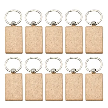 10шт Пустой деревянный брелок для ключей Деревянный брелок для ключей Брелки для ключей Персонализированный EDC или лучший подарок ручной работы