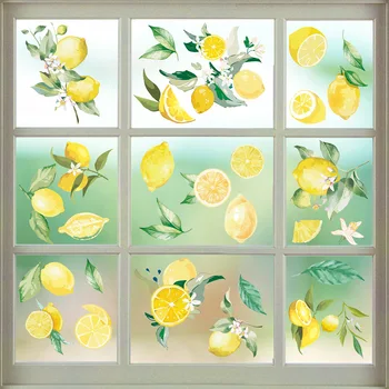 Летние Свежие Лимонные Двухсторонние электростатические наклейки Наклейки для украшения дома Декоративное стекло на стене