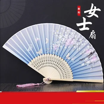 Складной веер в китайском стиле, реквизит для японского маленького веера, классический складной веер, подарки для гостей на свадьбу в старинном стиле, складной веер