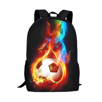 Мужской рюкзак Футбольный мяч с 3D рисунком Flames Большой емкости 17-дюймовый дорожный женский рюкзак Детские школьные сумки Mochila