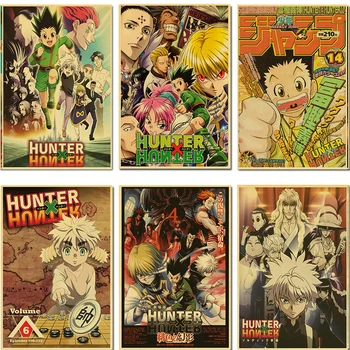 Ретро-плакат японского аниме Hunter x Hunter Популярное классическое искусство Настенные панно декор для гостиной Домашний плакат