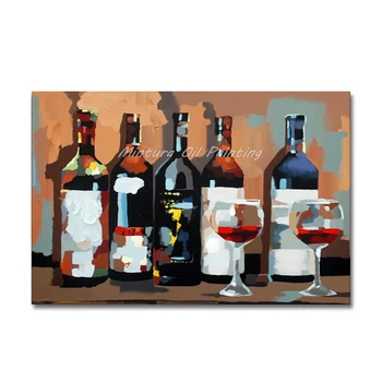 Картина маслом из винной бутылки ручной росписи Mintura Для украшения дома в гостиной, современный абстрактный настенный арт-натюрморт Canva Pictures