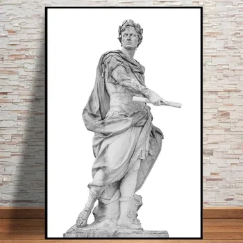 Черно-Белая Скульптура Римского Императора Юлия Статуя Цезаря Плакат Картина на Холсте Настенные Художественные Картины для Украшения Гостиной