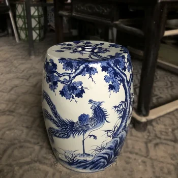 Керамический расписанный вручную сине-белый фарфоровый табурет для барабана Китайские украшения для гостиной