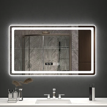 Зеркало в ванной, светодиодное зеркало с подсветкой, настенное светящееся зеркало в туалете, интеллектуальное зеркало для мытья рук с защитой от запотевания, сенсорное
