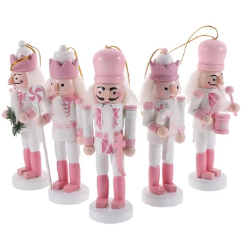 Розовые рождественские украшения, детская кукла-щелкунчик, деревянные подвески, новогодние украшения для Навидада, Рождественская елка