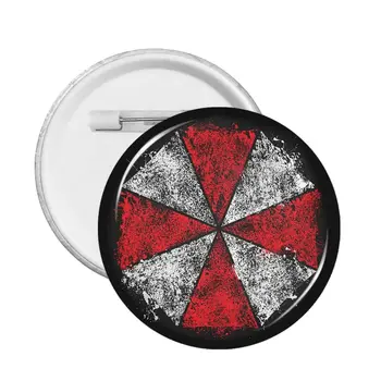 Логотип Umbrella Corporation Мягкая кнопка Булавка Значок Шляпы для косплея Биологическая опасность Зомби Металлические Броши Декор Подарочные Значки