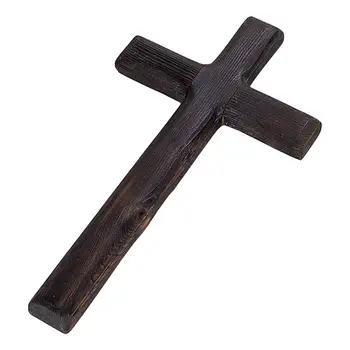 Цельнокроеный черный деревянный крест, прочный ручной настенный цепляющийся крест, портативные христианские длинные украшения в виде креста-распятия