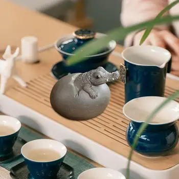Статуэтка чайного питомца Миниатюрная фигурка из яйца крокодила для украшения офисного стола