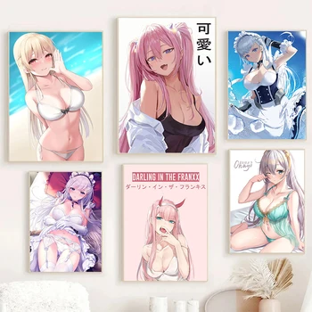 Японское аниме Kawaii Sweet Sexy Girl Плакаты и принты Настенная живопись на холсте для украшения дома в гостиной