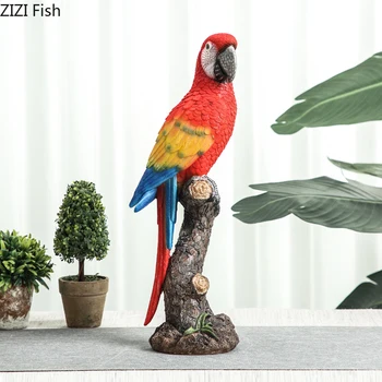 Моделирование творчества Животное Цвет птицы Украшение статуи животного Попугай Ара Мебель ручной работы Современное украшение дома