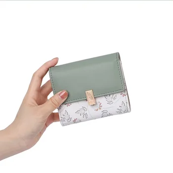 Модный женский кошелек, Новый Корейский маленький кошелек с застежкой-молнией и принтом из искусственной кожи, модная складная женская сумка-кошелек