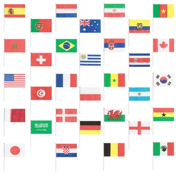 Ручная палка с национальным флагом, международные флаги стран мира, баннеры для декора бара и вечеринки, размахивающие флагами стран