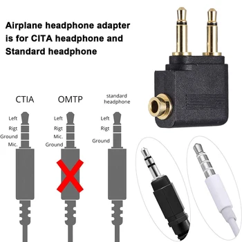 Двойной адаптер AUX Audio Jack от 3 5 мм до 3 5 мм для путешествий в самолете, наушники с позолоченным покрытием, конвертер