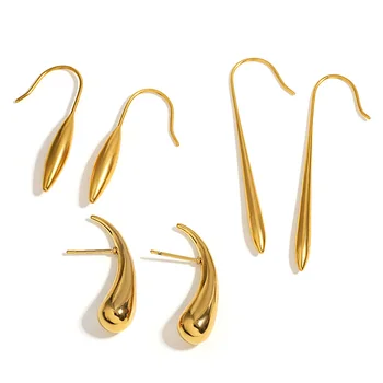 Freetry Модные серьги-капли золотого цвета для женщин, простые серьги с геометрическим рисунком из нержавеющей стали, ювелирные подарки